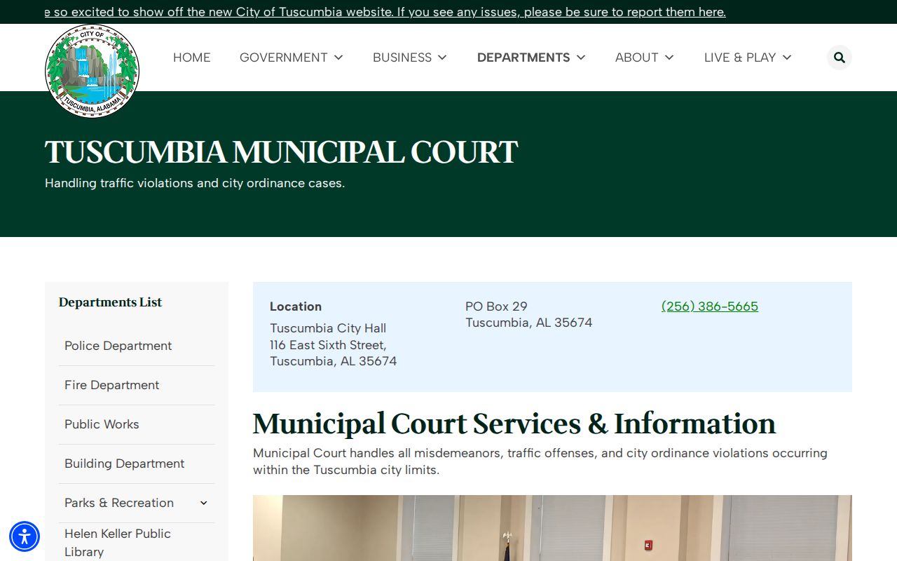 Tuscumbia, Colbert County warrant records municipal court schedule