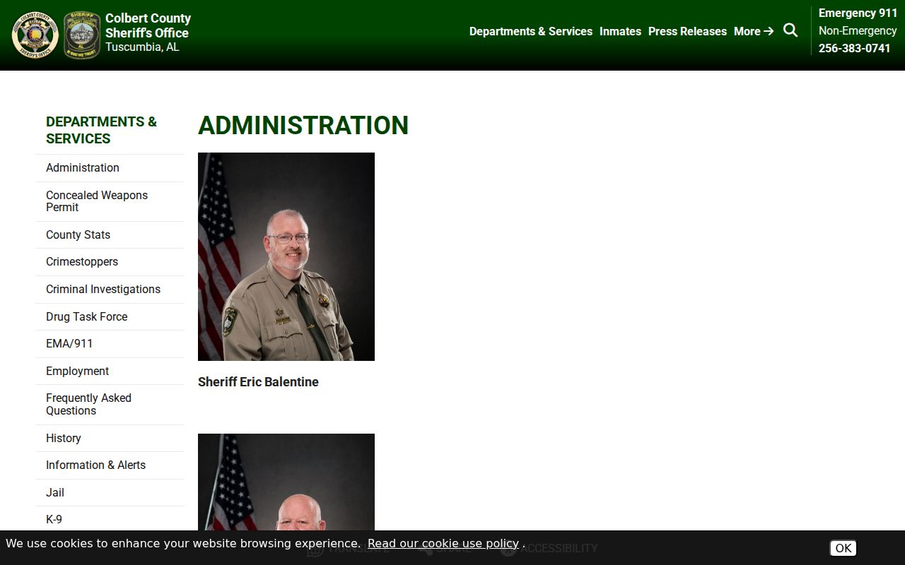 Colbert County sheriff administration roles for outstanding warrant records