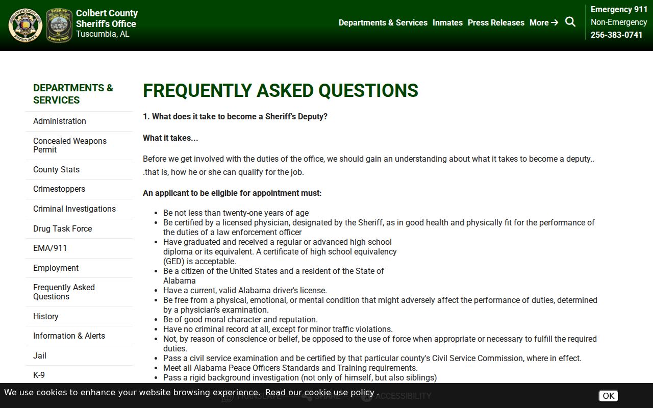 Colbert County sheriff FAQ on records and active warrant service